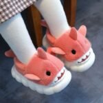 1 Pair Youngsters' Shark Plush Slippers - Soft Fleece-Lined Slip-On Indoor/Outdoor House Shoes With Cartoon Shark Design, Non-Slip Pvc Sole For Boys & Girls (Green, Grey, Blue), Shark Slippers - Image 5
