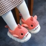 1 Pair Youngsters' Shark Plush Slippers - Soft Fleece-Lined Slip-On Indoor/Outdoor House Shoes With Cartoon Shark Design, Non-Slip Pvc Sole For Boys & Girls (Green, Grey, Blue), Shark Slippers - Image 10