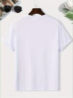 Men'S Oversized Fit Summer T-Shirt With Bold '' Letter Print - White Casual Short Sleeve Round Neck Tee, Black & Orange Graphic Design For Casual Attire, Breathable Comfortable & Versatile Summer Essential (Hand Wash/Dry Clean) - Ideal For Casual Outings & Semi-Formal Events - Men'S Fashion Statement Apparel, Leisure Clothing, Lightweight Tee, Soft Material, Printed Shirt, Young Adults - Image 9