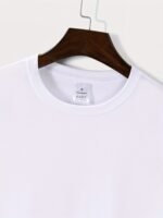 Men'S Oversized Fit Summer T-Shirt With Bold '' Letter Print - White Casual Short Sleeve Round Neck Tee, Black & Orange Graphic Design For Casual Attire, Breathable Comfortable & Versatile Summer Essential (Hand Wash/Dry Clean) - Ideal For Casual Outings & Semi-Formal Events - Men'S Fashion Statement Apparel, Leisure Clothing, Lightweight Tee, Soft Material, Printed Shirt, Young Adults - Image 6