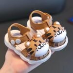 Infant Cartoon Tiger Sandals For Boys And Girls - Summer 2024 Soft Sole Anti-Slip Toddler Walking Shoes With Buckle Closure, Low Top, Pvc Upper, Sole And Insole - Baby Protective Toe Cap Sandals - Image 3