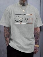 Men'S Oversized Fit Summer T-Shirt With Bold '' Letter Print - White Casual Short Sleeve Round Neck Tee, Black & Orange Graphic Design For Casual Attire, Breathable Comfortable & Versatile Summer Essential (Hand Wash/Dry Clean) - Ideal For Casual Outings & Semi-Formal Events - Men'S Fashion Statement Apparel, Leisure Clothing, Lightweight Tee, Soft Material, Printed Shirt, Young Adults - Image 3