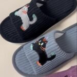 Women'S Simple And Cute Lively Striped Home Slip-On Slippers With Cat Design, Comfortable For Both Men And Women - Image 13