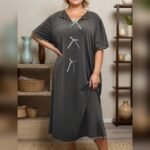 Plus Size Women'S Gray Nightgown With Bow Tie - Image 11