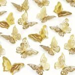 48Pcs 3D Golden Butterfly Wall Decals - Reusable Self-Adhesive Shimmering Plastic Stickers For Home Decor, Party Balloons, Cake Art, Crafts, Bouquets & Gift Embellishments, Butterfly Decorations - Image 12