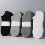 5 Pairs Couple'S Invisible Socks, Solid Color, Breathable Thin Polyester 95% Spandex 5% Knit Fabric, Hand Washable, 200G/M? - Black, White, Grey - Image 14