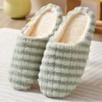 Women'S Plush Fluffy House Slippers - Soft Striped Slip-On Indoor Winter Slippers With Cozy Fabric Upper, Lining & Sole - Hand Washable Casual Home Footwear For Women, Striped Pattern Slipper, Comfortable Wear - Image 9