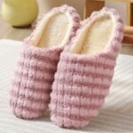 Women'S Plush Fluffy House Slippers - Soft Striped Slip-On Indoor Winter Slippers With Cozy Fabric Upper, Lining & Sole - Hand Washable Casual Home Footwear For Women, Striped Pattern Slipper, Comfortable Wear - Image 11