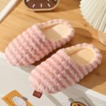 Women'S Plush Fluffy House Slippers - Soft Striped Slip-On Indoor Winter Slippers With Cozy Fabric Upper, Lining & Sole - Hand Washable Casual Home Footwear For Women, Striped Pattern Slipper, Comfortable Wear - Image 5