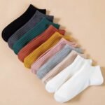 10 Pairs Women'S Solid Color Ankle Socks - Assorted Neutral Tones, Soft Breathable Fabric, Machine Washable For Everyday Casual Wear, Versatile Sock Colors, Simple Sock Design - Image 3