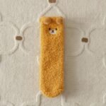 1 Pair Women'S Cute Bear Fuzzy Coral Fleece Warm Socks, Solid Color Knit Fabric, Polyester 97% Spandex 3%, Machine Washable - Autumn/Winter Collection - Image 13