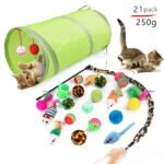 12Pcs/15Pcs/21Pcs/27Pcs Cat Channel Teasing Stick & Tunnel Set With Interactive Plush Mouse, Bell Sound, Artificial Fiber Feather Toys - Multi-Directional Play, Suitable For Cats, Scratching Posts - Image 5