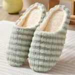 Women'S Warm Plush Striped Print House Slippers, Slip-On Round Toe Anti-Slip Soft Sole Casual Home Slides, Women'S Indoor Flat Shoes - Image 7