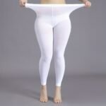 Plus Size Casual Leggings Stockings, Women'S Plus Solid Nylon High Rise Stretchy Pantyhose - Image 5