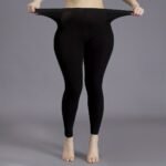 Plus Size Casual Leggings Stockings, Women'S Plus Solid Nylon High Rise Stretchy Pantyhose - Image 3