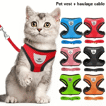 Reflective Pet Harness And Leash Set For Dogs And Cats, Adjustable Puppy Cat Vest Harness With Soft Mesh