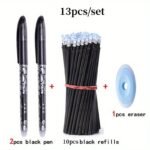 13Pcs/Set Erasable Gel Pen Set 0.5Mm Blue Black Color Writing Gel Pens Refills Rods Washable Handle For School Office Stationery Supplies(2 Pens+1 Eraser+10 Refills) - Image 5