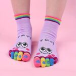 Music Festival Cartoon Print Toe Socks, Colorful Five Finger Sports Socks For Running Athletic, Women'S Stockings & Hosiery - Image 9