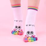 Music Festival Cartoon Print Toe Socks, Colorful Five Finger Sports Socks For Running Athletic, Women'S Stockings & Hosiery - Image 3