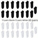 1/5/10/30 Pairs Of Socks For Men And Women, Black And White Thin Ankle Socks, No-Wash, Deodorant, Sweat Absorbing, Summer Thin, Foot Bath, Boat Socks, Sweat-Resistant - Image 20
