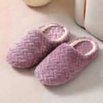 Women'S Plush Indoor Slippers, Warm & Cozy Closed Toe Non Slip Shoes, Home Mute Slippers - Image 9