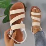 Women'S Adjustable Crisscross Strap Flat Sandals - Open-Toe Summer Beach Shoes With Buckle Closure, Soft Faux Cover & Tpr Sole, Black Casual Roman Sandals For Casual Attire, Strappy Sandals - Image 14