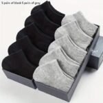5 Pairs Couple'S Invisible Socks, Solid Color, Breathable Thin Polyester 95% Spandex 5% Knit Fabric, Hand Washable, 200G/M? - Black, White, Grey - Image 5