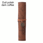 Creative Treasure Map Retro Pencil Case Leather Large Capacity Roll Pencil Bag Embossed Buckle Simple Stationery Box Roll Portable Pencil Drawing Bag Pen Holder - Image 9