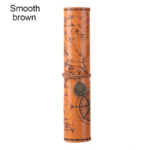 Creative Treasure Map Retro Pencil Case Leather Large Capacity Roll Pencil Bag Embossed Buckle Simple Stationery Box Roll Portable Pencil Drawing Bag Pen Holder - Image 13