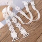 A Pair Of Hollow Lace Floral Bras With Invisible Shoulder Straps, Suitable For Women, Featuring Lace Cross-Back And Halter Design. - Image 11