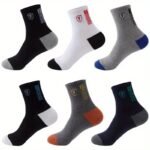 5Pairs Men'S Casual Sports Socks, Breathable Comfy Sweat Absorption Athletic Socks - Image 3