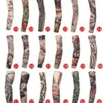 Unisex Sun Protection Tattoo Sleeves In Random Combinations, Featuring Old School Floral Designs, Tattoo Ice Sleeves For Outdoor Cycling, Sun Protection Sleeves For Driving, With Unique Patterns In Each Set. - Image 5