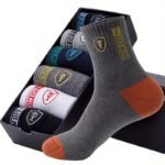 5Pairs Men'S Casual Sports Socks, Breathable Comfy Sweat Absorption Athletic Socks - Image 5