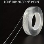 1 Roll Transparent Double Sided Nano Tape, Waterproof Wall Stickers, Reusable Heat Resistant, Bathroom Home Decoration Tapes Nano Double Sided Tape, Heavy Duty Transparent Adhesive Strips, Strong Sticky Multipurpose Reusable Waterproof Mounting Tape - Image 9