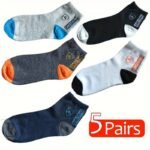 5 Pairs Apring And Fall Mens Sports Socks Summer Leisure Sweat Absorbent Comfortable Thin Breathable Basketball Meias Eu 38-43 - Image 7