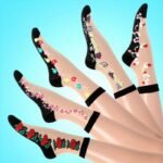 5 Pairs Of Glass Jacquard Crystal Ice Slick Fiber Fabric Women'S Thin Socks - Image 5