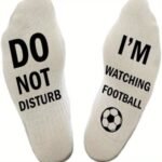 1 Pair Upmic Cotton Blend Knit Crew Socks, "Do Not Disturb I'M Watching Football" Letter Print, Sports Theme, Machine Washable, 70% Cotton 30% Polyester, 120G/M?, Novelty Gift Socks - Image 12