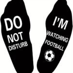1 Pair Upmic Cotton Blend Knit Crew Socks, "Do Not Disturb I'M Watching Football" Letter Print, Sports Theme, Machine Washable, 70% Cotton 30% Polyester, 120G/M?, Novelty Gift Socks - Image 5