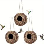 2Pcs/3Pcs/4Pcs Hand Woven Hummingbird Nest House - Perfect For Outdoor Garden And Yard, Ball Shape Design For Comfortable Nesting - Image 7