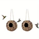 2Pcs/3Pcs/4Pcs Hand Woven Hummingbird Nest House - Perfect For Outdoor Garden And Yard, Ball Shape Design For Comfortable Nesting - Image 3