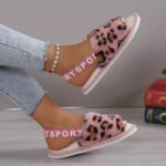 Cozy Leopard Print Women'S Plush Slippers - Warm, Breathable Fabric Indoor Shoes With Eva Sole, Pink Trim - Perfect For Home, Dorm | All-Season Comfort, Ladies Slippers - Image 3