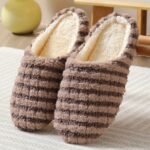 Women'S Plush Fluffy House Slippers - Soft Striped Slip-On Indoor Winter Slippers With Cozy Fabric Upper, Lining & Sole - Hand Washable Casual Home Footwear For Women, Striped Pattern Slipper, Comfortable Wear - Image 19