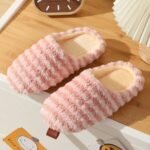 Women'S Plush Fluffy House Slippers - Soft Striped Slip-On Indoor Winter Slippers With Cozy Fabric Upper, Lining & Sole - Hand Washable Casual Home Footwear For Women, Striped Pattern Slipper, Comfortable Wear - Image 15