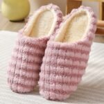 Women'S Plush Fluffy House Slippers - Soft Striped Slip-On Indoor Winter Slippers With Cozy Fabric Upper, Lining & Sole - Hand Washable Casual Home Footwear For Women, Striped Pattern Slipper, Comfortable Wear - Image 13