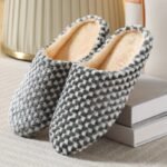 Women'S Indoor Plush Lined Flat Slippers, Warm & Comfy Closed Toe Slides Shoes, House Non-Slip Shoes - Image 9