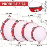 Tambourine For Adults Red Wooden Handheld Tambourine Jingles Available In 4 Sizes Single Row Metal Jingles Tambourine Musical Educational Tambourine Gift Rhythm Percussion Instrument For Church Party - Image 3
