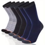 6Pairs Men'S Thick Warm Winter Socks Plain Color Sweat Absorbant Crew Socks - Image 9