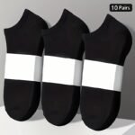 10 Pairs Men'S Invisible Seamless Socks - Breathable Moisture-Wicking Comfort, Solid Color Sports & Casual Socks In Black, Grey, White - Image 3