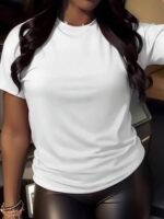 Solid Color Crew Neck T-Shirt, Casual Short Sleeve T-Shirt For Spring & Summer, Women'S Clothing - Image 11