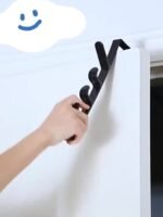 1Pc Over-The-Door Plastic Hanger In White Or Beige - Easy Install, Space-Saving Hook Rack For Clothes, Bags & Towels - Stylish Home Organization Solution For Bedroom & Beyond - Image 13
